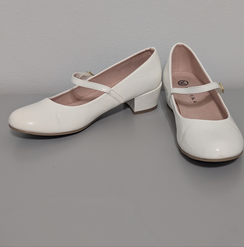 White Mary Jane Block Heels